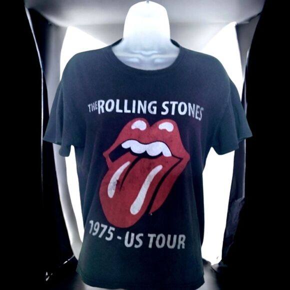 The Rolling Stones 1975 US Tour T-Shirt Men's  Short Sleeve Tongue MEDIUM Gray - Picture 2 of 8